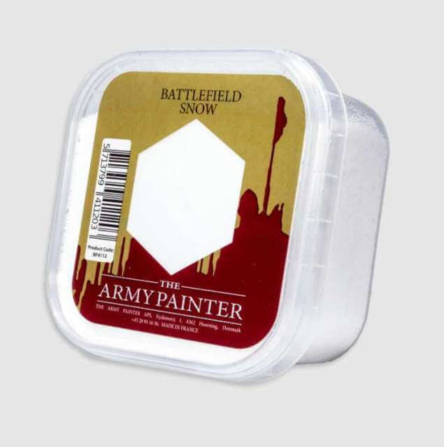 A container of The Army Painter Snow Flock for model bases.