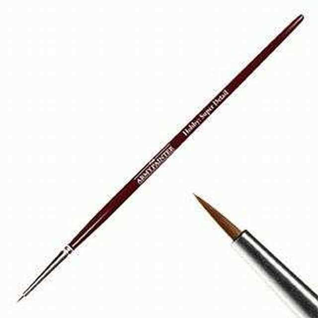Picture of Army Painter Hobby Super Detail brush, with close up of the bristles. 