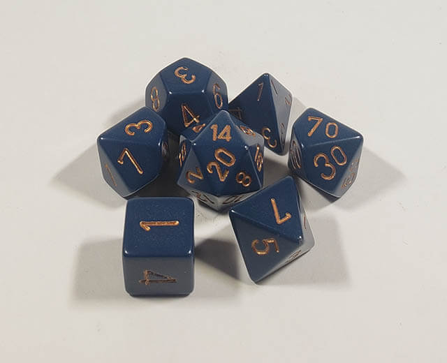 Opaque Dusty Blue with Copper Polyhedral Set