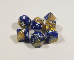 Gemini Blue-Gold with White Polyhedral Set - Armada Games