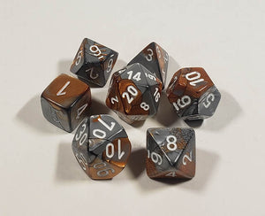Gemini Copper-Steel with White Polyhedral Set