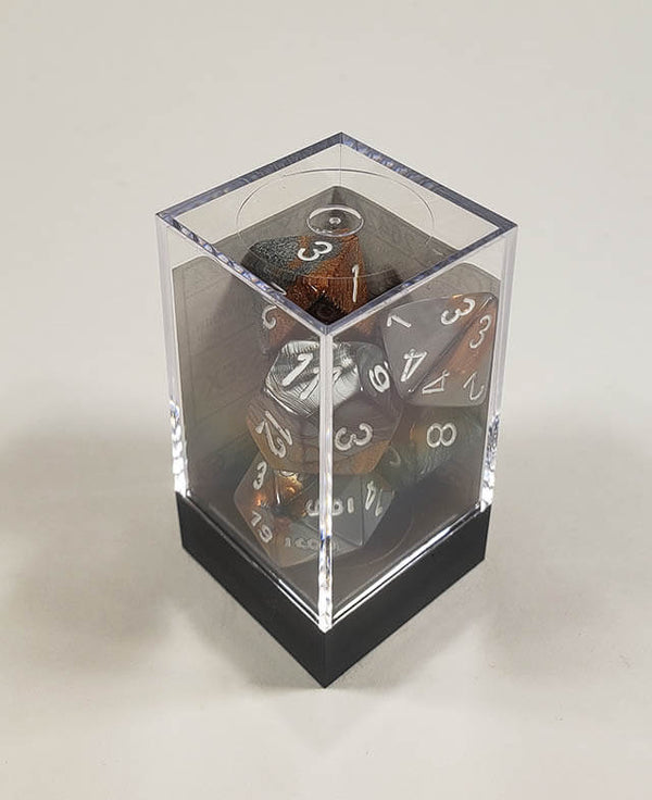Gemini Copper-Steel with White Polyhedral Set - Armada Games