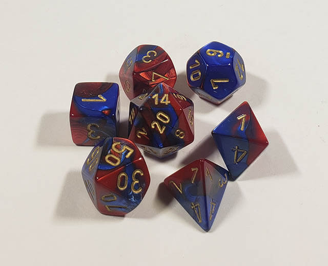Gemini Blue-Red with Gold Polyhedral