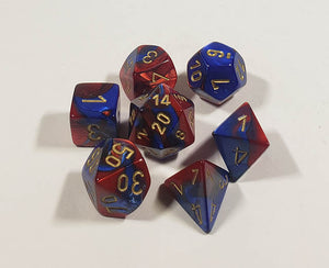 Gemini Blue-Red with Gold Polyhedral Set