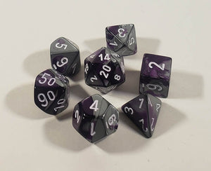 Gemini Purple-Steel with White Polyhedral Set
