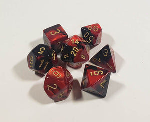 Gemini Black-Red with Gold Polyhedral Set