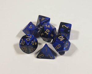 Gemini Black-Blue with Gold Polyhedral Set