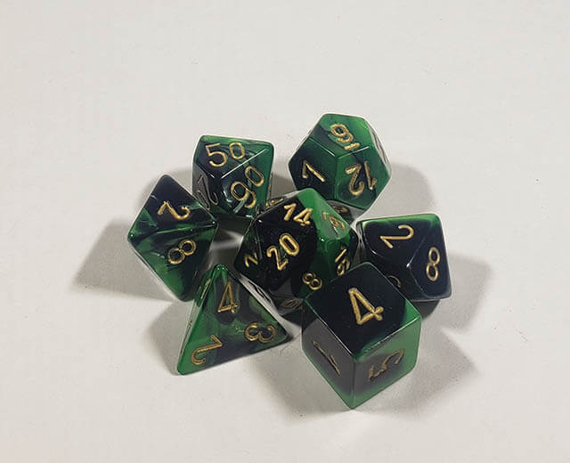 Gemini Black-Green with Gold Polyhedral