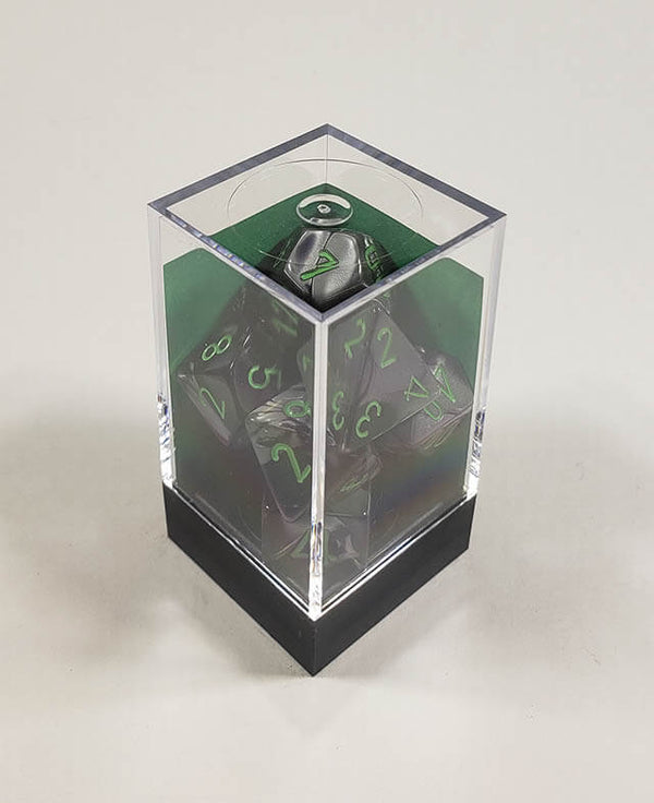 Gemini Black-Grey with Green Polyhedral Set - Armada Games
