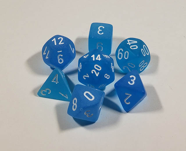 Frosted Caribbean Blue with White Polyhedral Set