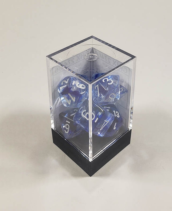 Nebula Dark Blue with White Polyhedral Set - Armada Games