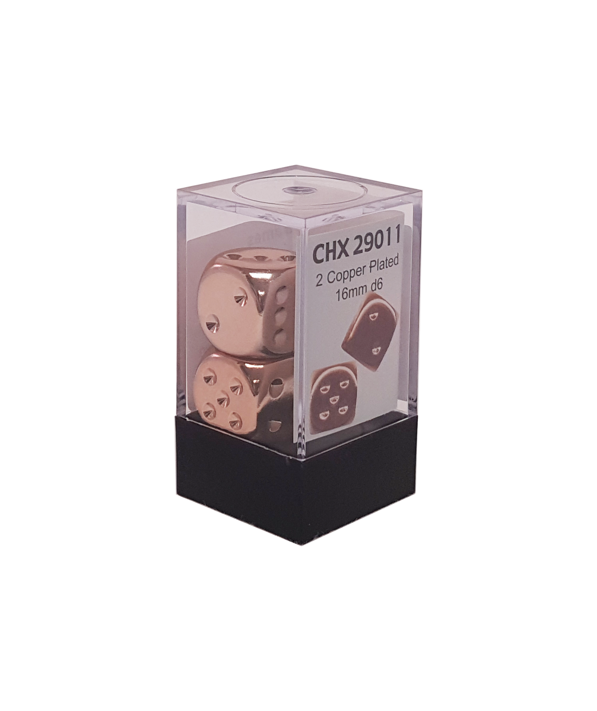 Packaging for the Chessex Metal Pair of d6 - Bronze