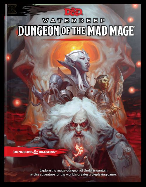 Cover art for D&D 5th Edition Waterdeep: Dungeon of the Mad Mage, featuring a illustration of a wizard character with a staff, in a mystical setting.
