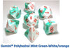 Gemini Mint Green - White with Orange Polyhedral