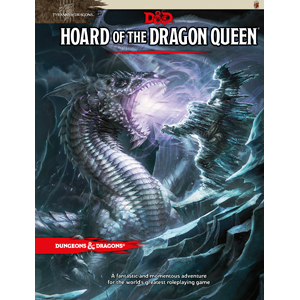 Cover art for D&D 5th Edition Hoard of the Dragon Queen supplement, featuring a dragon and a magical landscape.