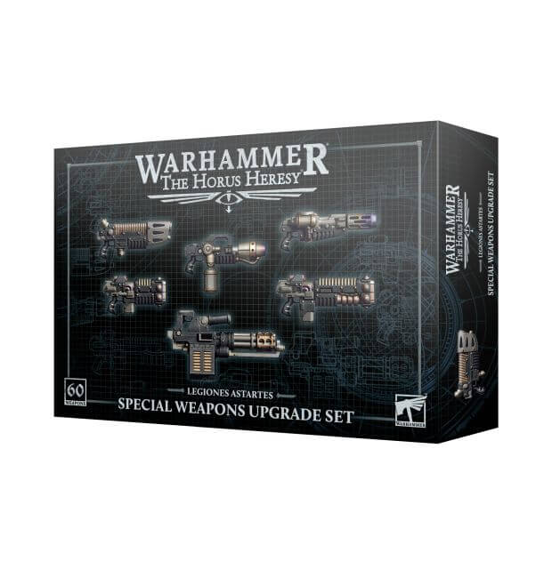 Product image for Warhammer: The Horus Heresy Special Weapons Upgrade Set, showing various special weapons intended for use in the game.