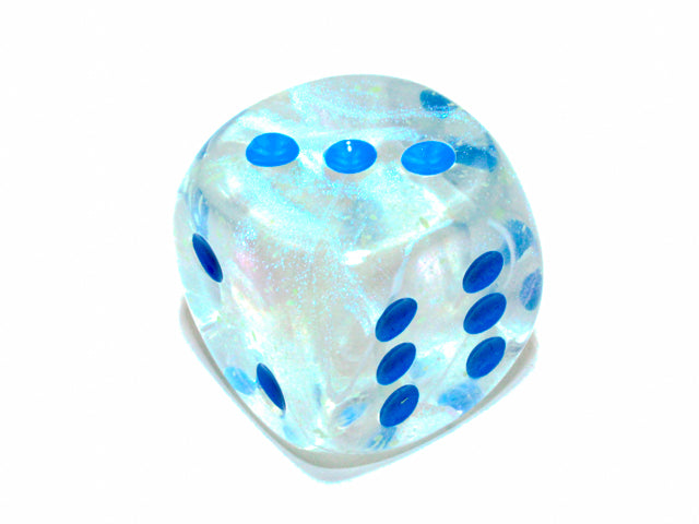 An example of the Chessex Borealis Luminary Icicle with Light blue 30mm d6