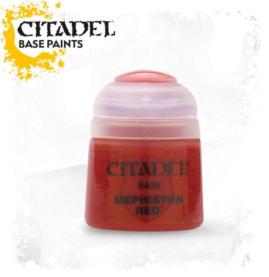 A pot of Citadel Base Mephiston Red paint.