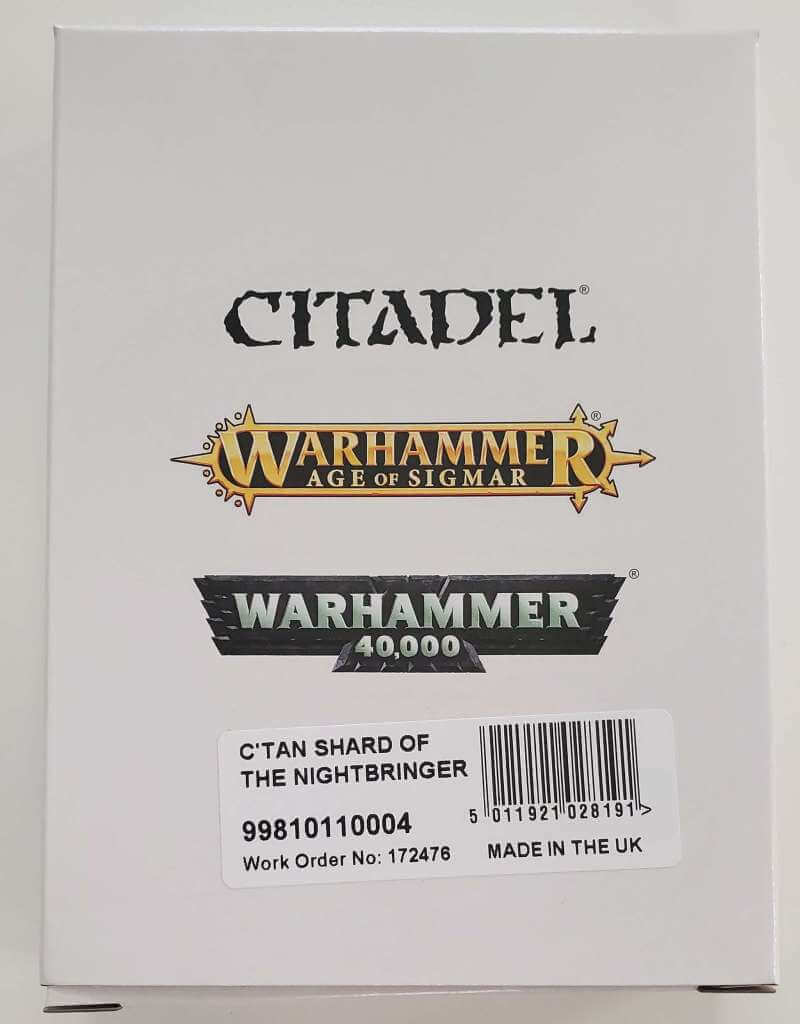 Packaging for Citadel's Warhammer 40,000 C'Tan Shard of the Nightbringer miniature, featuring the product name and the box number.