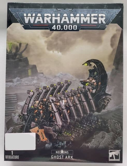 A plastic boxed set of the Warhammer 40,000 game featuring a model of a Necron Ghost Ark.