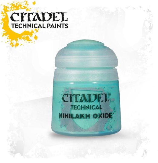 A pot of Citadel Technical paints labeled 'Nihilakh Oxide' intended for model painting.