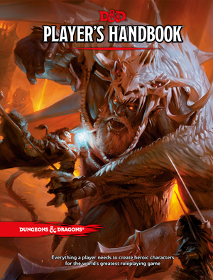 Cover of the D&D 5th Edition Player's Handbook featuring an illustration of a fantasy creature.