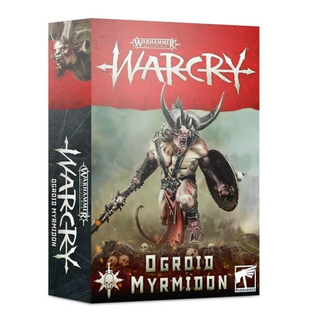 Package for the Warcry Ogroid Myrmidon showing the models within. 