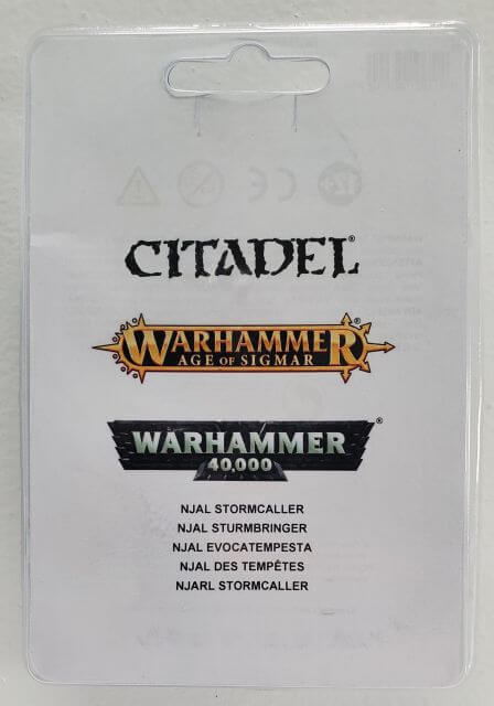 Packaging for Citadel's Warhammer 40,000 Space Wolves Njal in Terminator Armor model kit, featuring the product name and the Warhammer logo.