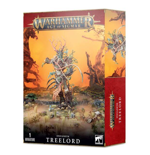 Product packaging for Warhammer Age of Sigmar, featuring a depiction of a Treelord on the front.