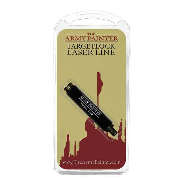 Packaging of The Army Painter's Targetlock Laser Line with the product visible in a window display.