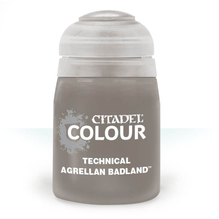 A 24ml pot of Citadel Colour technical paint in the shade 'Agrellan Badland'. The pot is labeled with the product name and the Games Workshop logo.
