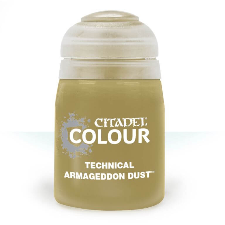 A 24ml bottle of Citadel Colour technical paint in the shade 'Armageddon Dust'.