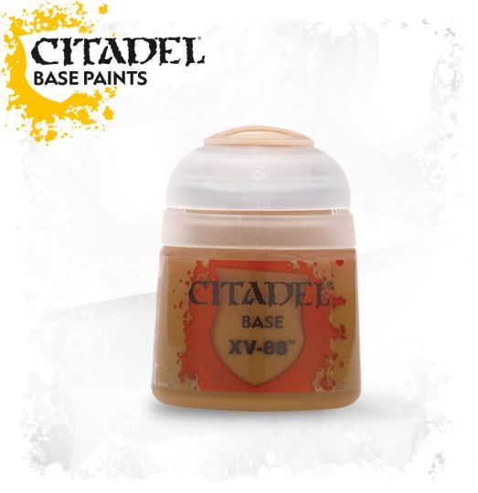 A pot of Citadel Base paint in the shade 'XV-88', primarily brown in color, designed for use on miniatures.